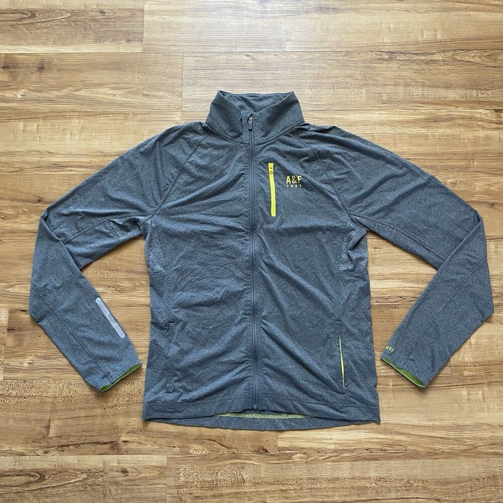 Abercrombie & Fitch Mens L Active Gray Zip Up Long Sleeve Track Jacket Athletic